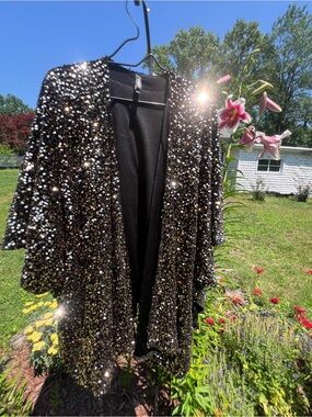 Torrid - Sequin Open-Front Jacket - Black & Silver Sparkle